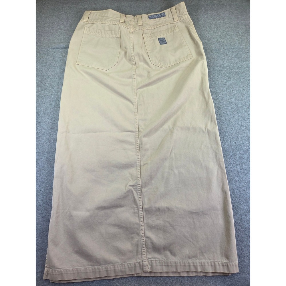 Lucky Brand Womens Dungarees Maxi Skirt Size 14 Khaki Tan 90s Utility